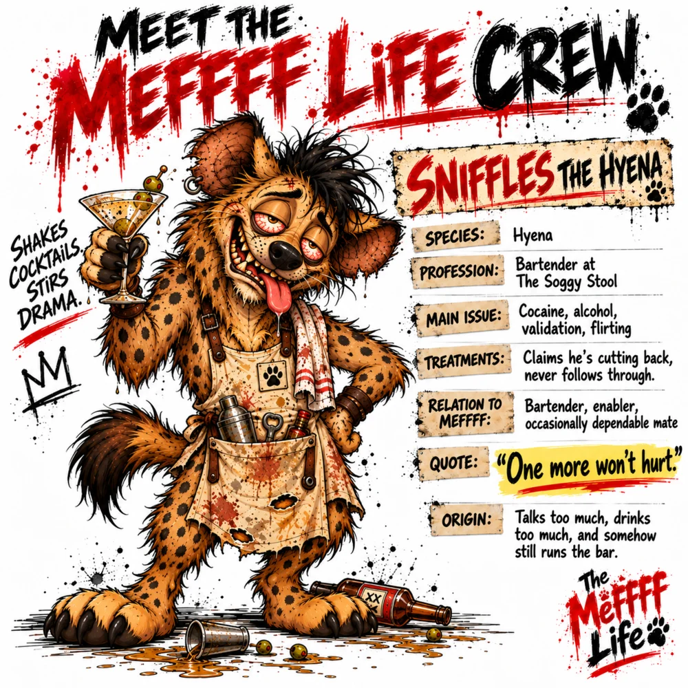 Meet Sniffles the Hyena crew card
