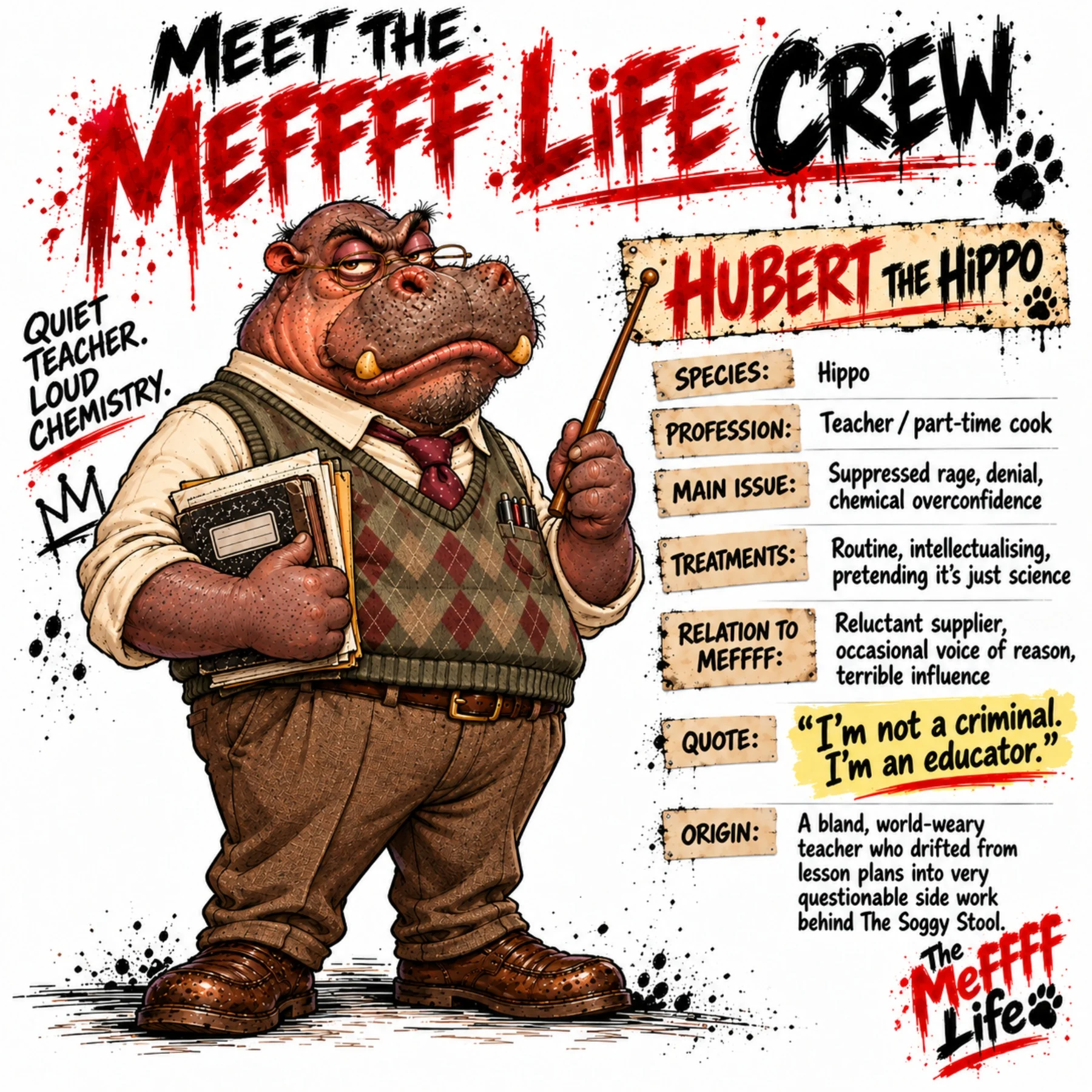 Meet Hubert the Hippo crew card